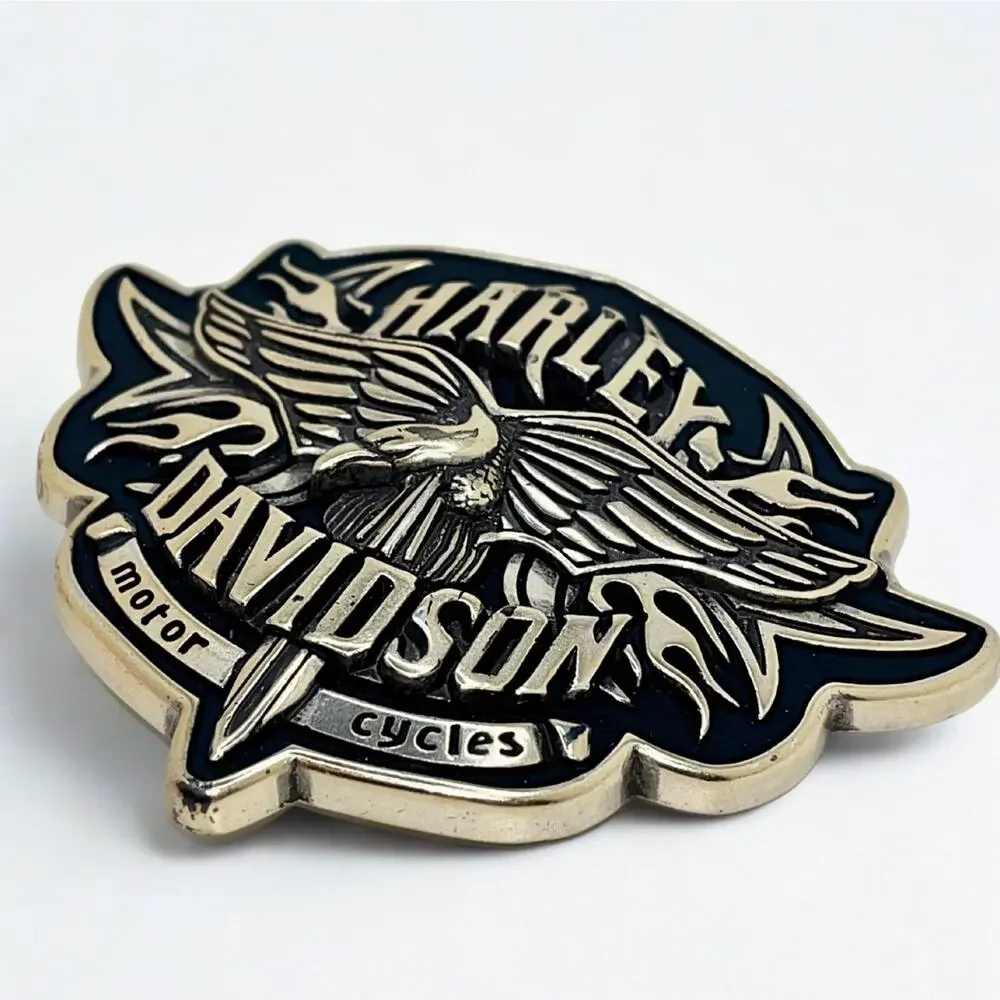 Harley Davidson Eagle Flame Belt Buckle Vintage 2005 Chrome Motorcycle Biker USA